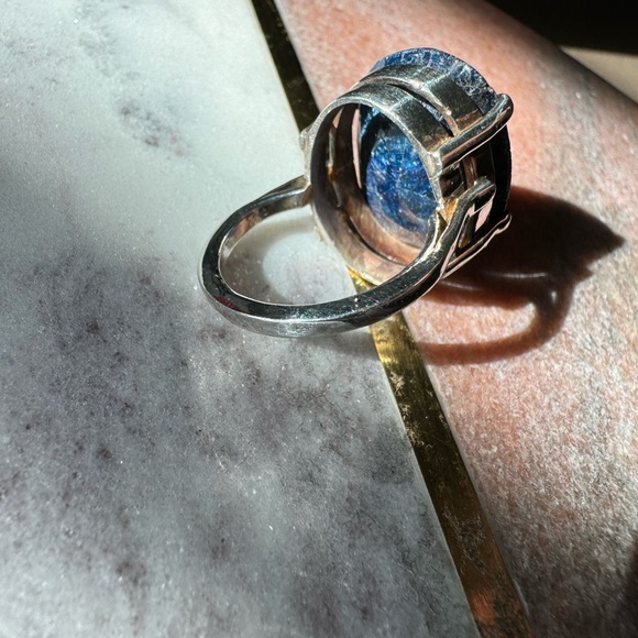 Raw sapphire ring amazing!~ real silver ring heavy excellent quality size 8 - Picture 11 of 16